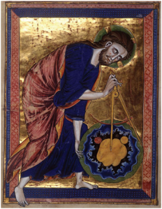 13th. Century picture showing God as “architect of the universe”.  Vienna, Österreichische Nationalbibliothek.